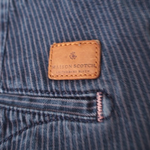 Maison Scotch blue cotton pin stripe straight leg pant 31/32 - Picture 10 of 13